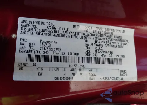 2013 Ford Focus Se z USA, uszkodzony, nr VIN 1FADP3F27DL319185